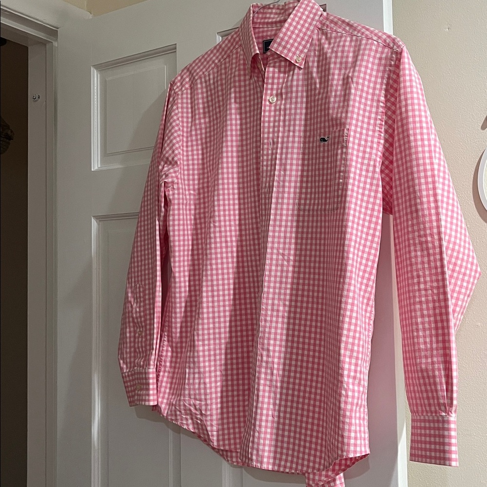 Vineyard Vines Pink Checkered Shirt.